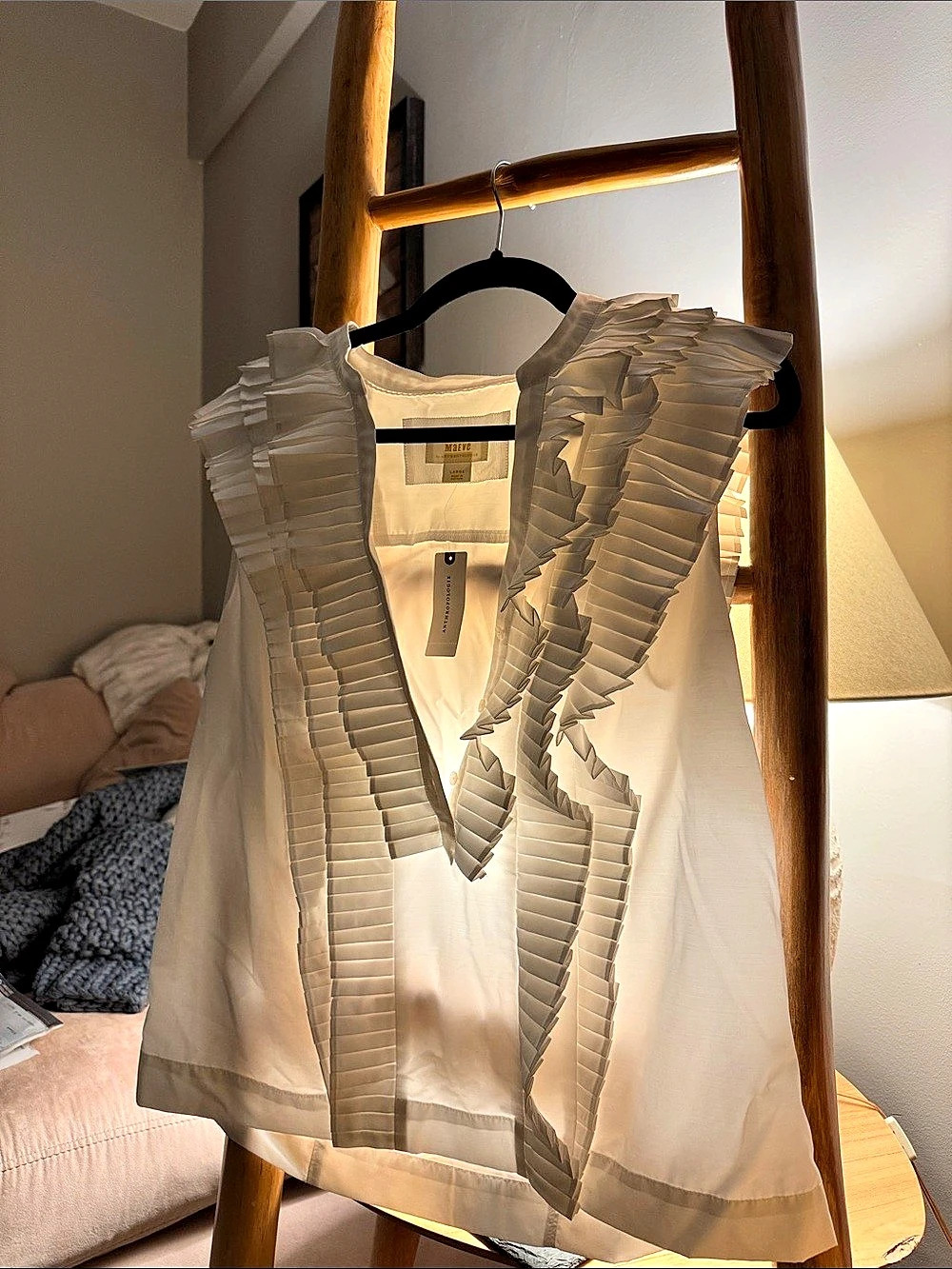 Maeve Sleeveless Ruffle Blouse White